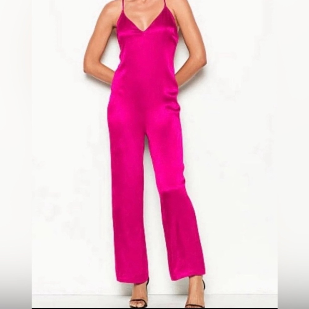 Victoria Secret V Neck Silky Cross Spaghetti Strap Jumpsuit, Womens Size M